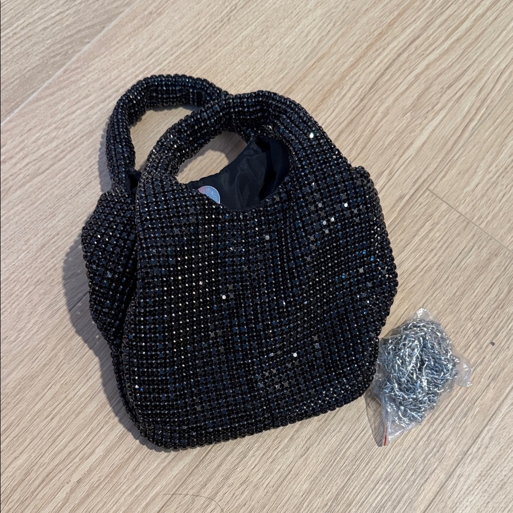 Elegant Black Beaded Handbag